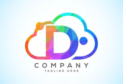 English alphabet with the cloud. Cloud computing service logo. Cloud techno.. Illustrazione stock
