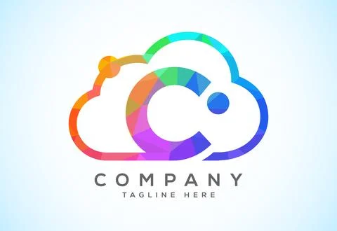 English alphabet with the cloud. Cloud computing service logo. Cloud techno.. Illustrazione stock