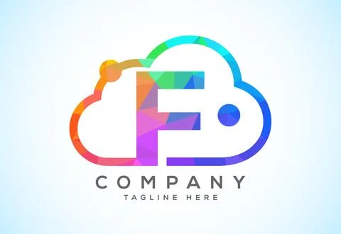 English alphabet with the cloud. Cloud computing service logo. Cloud techno.. Stock Illustration