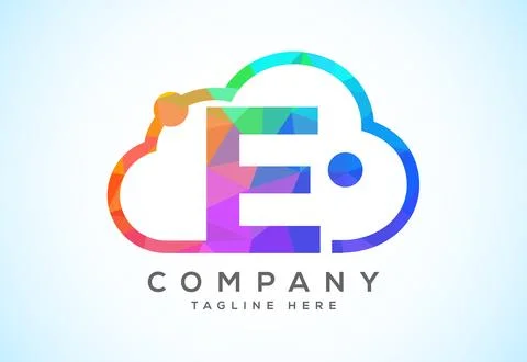 English alphabet with the cloud. Cloud computing service logo. Cloud techno.. イラスト素材