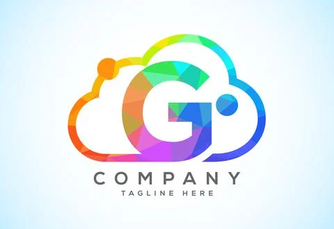 English alphabet with the cloud. Cloud computing service logo. Cloud techno.. イラスト素材