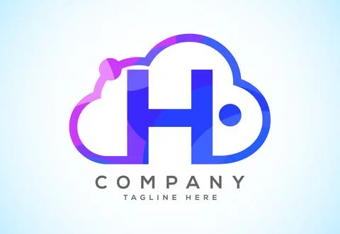 English alphabet with the cloud. Cloud computing service logo. Cloud techno.. Stock Illustration