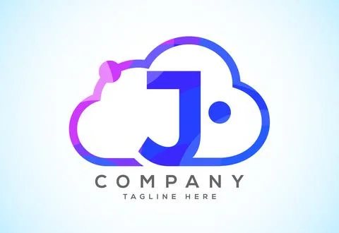 English alphabet with the cloud. Cloud computing service logo. Cloud techno.. Stock Illustration