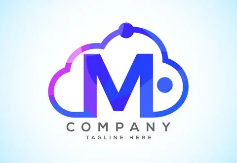 English alphabet with the cloud. Cloud computing service logo. Cloud techno.. Illustrazione stock
