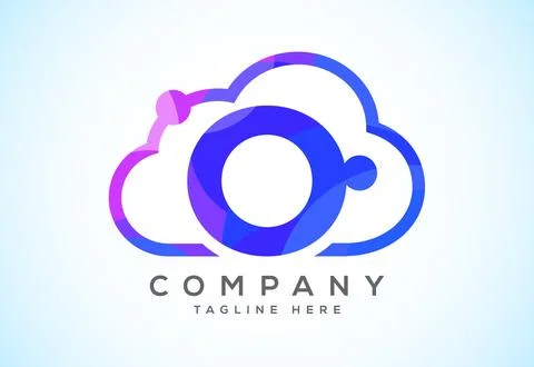English alphabet with the cloud. Cloud computing service logo. Cloud techno.. Stock Illustration
