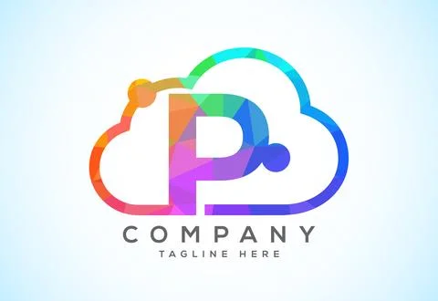 English alphabet with the cloud. Cloud computing service logo. Cloud techno.. Stock Illustration