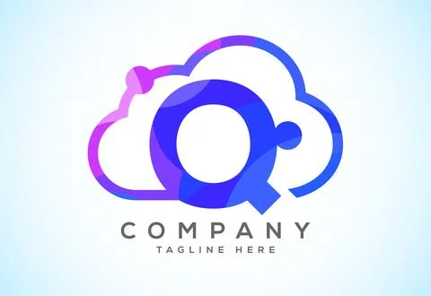 English alphabet with the cloud. Cloud computing service logo. Cloud techno.. Stock Illustration
