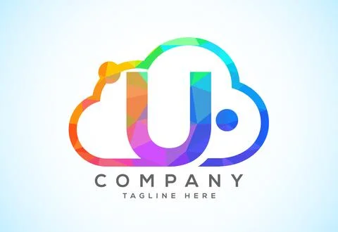 English alphabet with the cloud. Cloud computing service logo. Cloud techno.. 스톡 일러스트