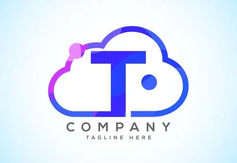 English alphabet with the cloud. Cloud computing service logo. Cloud techno.. Stock Illustration