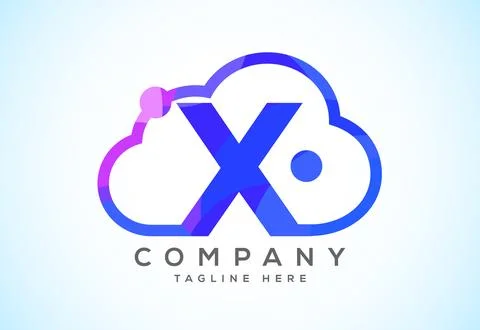 English alphabet with the cloud. Cloud computing service logo. Cloud techno.. 스톡 일러스트
