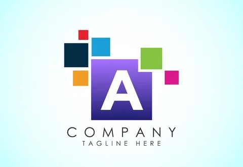 English alphabet A with data pixel. Creative technological modern data pixe.. Illustrazione stock
