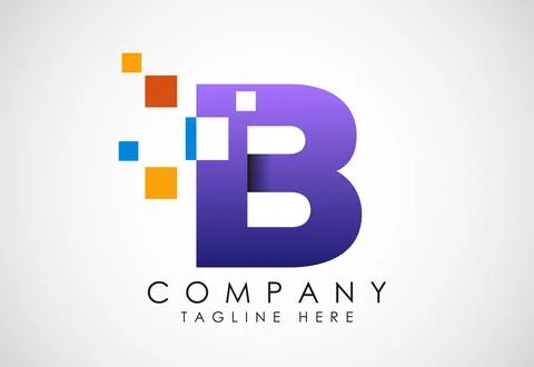 English alphabet with data pixel. Creative technological modern data pixel lo Stock Illustration