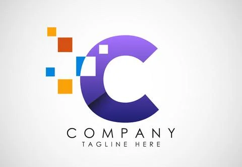 English alphabet with data pixel. Creative technological modern data pixel lo 스톡 일러스트