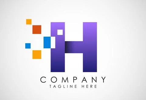 English alphabet with data pixel. Creative technological modern data pixel lo Illustrazione stock