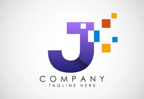 English alphabet with data pixel. Creative technological modern data pixel lo Illustrazione stock