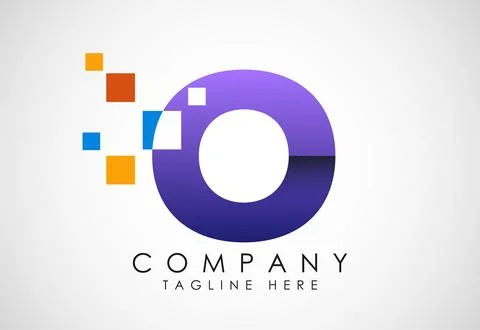 English alphabet with data pixel. Creative technological modern data pixel lo Illustrazione stock