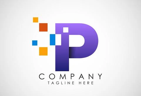 English alphabet with data pixel. Creative technological modern data pixel lo 스톡 일러스트