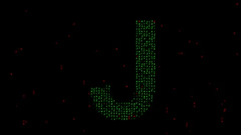 English alphabet J with matrix code on p... | Stock Video | Pond5