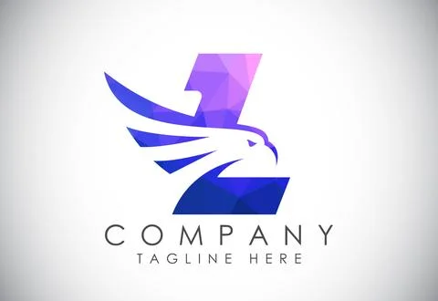 English alphabet L with Eagle head negative space symbol. Creative Eagle he.. Stock Illustration