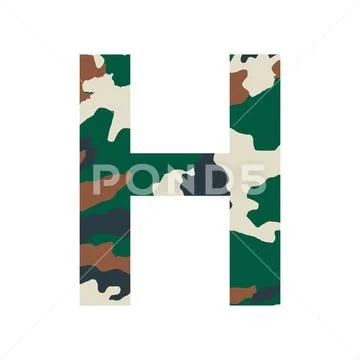 English alphabet letter H, khaki style isolated on white background -  Vector: Graphic #220138213