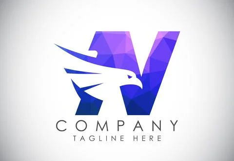 English alphabet N with Eagle head negative space symbol. Creative Eagle he.. Stock Illustration