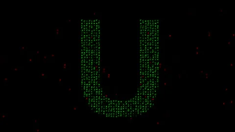 English alphabet U with matrix code on p... | Stock Video | Pond5
