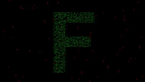 English alphabet X with matrix code on plain black background Stock Footage 241425506
