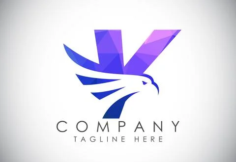 English alphabet Y with Eagle head negative space symbol. Creative Eagle he.. Stock Illustration