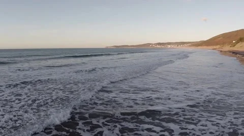 English Beach at Sunset Stock Footage 44753641