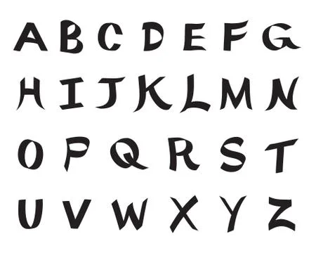 English bold font set in retro asian style Stock Illustration