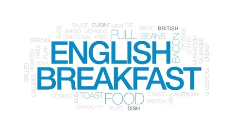 English breakfast animated word cloud, text design animation. Kinetic Stock Footage 80822559