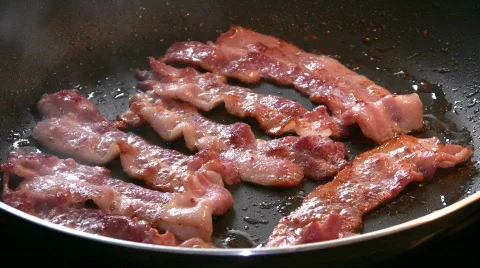English Breakfast cooking in Kitchen Stock Footage
