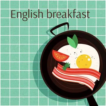 English Breakfast Egg Bacon Stock Illustration