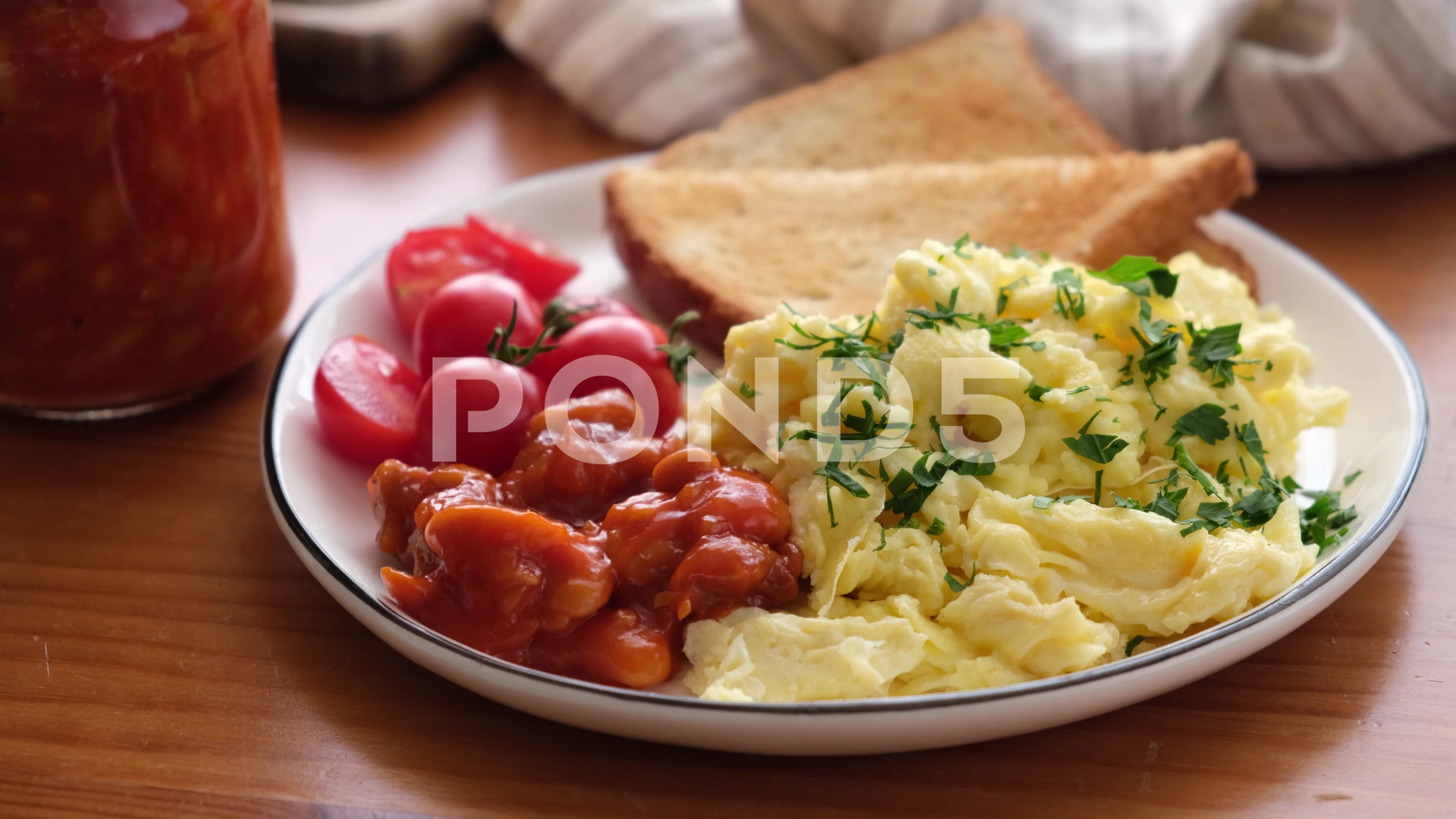 English Breakfast Scrambled Eggs With Ba Stock Video Pond5