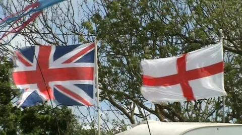 English &amp; British flags Video stock 398114