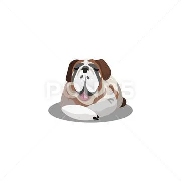 English bulldog. Raster illustration in flat cartoon style Stock Illustration