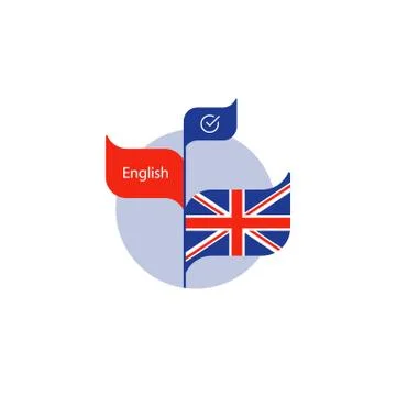 English class icon, learning concept, language school logo Stock Illustration