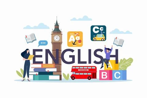 English class scene with educational elements Stock Illustration