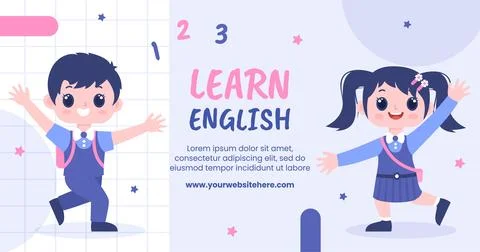 English Class Social Media Post Template Hand Drawn Cartoon Flat Illustration Stock Illustration