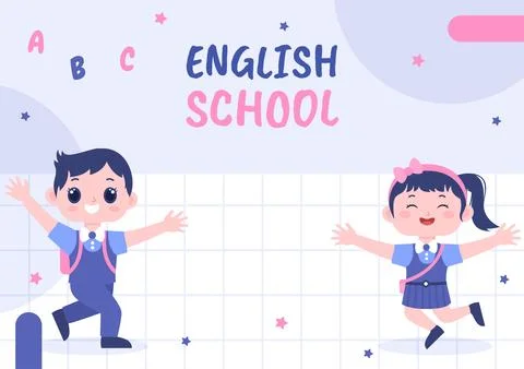 English Class Template Background Hand Drawn Cartoon Flat Illustration Stock Illustration