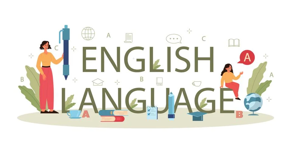 English class typographic header concept. Study foreign languages Stock Illustration