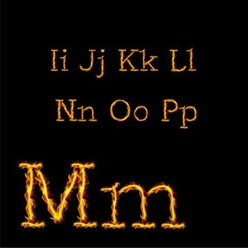 English fire alphabet second set. Vector alphabet Stock Illustration