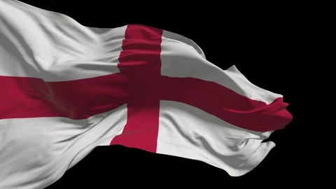 The English flag flutters in the wind, alpha channel, looped video. Video stock 128824399