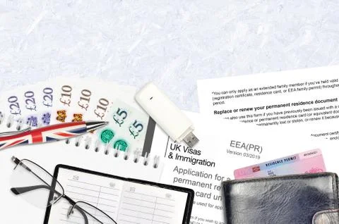 English form EEA PR application for a document certifying permanent residence Stock Photos