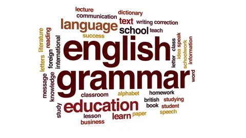 English grammar animated word cloud, text design animation. Stock Footage 80933836