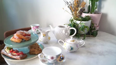 English High Tea Inspired Setup 7/16 Stock Footage 167051223