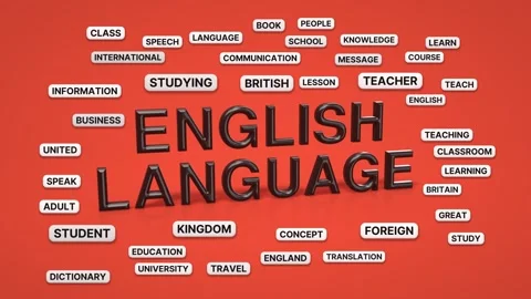 English language animated word cloud, 3d flip animation, seamless loop Stock Footage 347776295