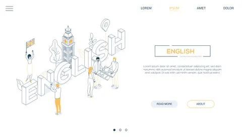 English language - line design style isometric web banner Stock Illustration