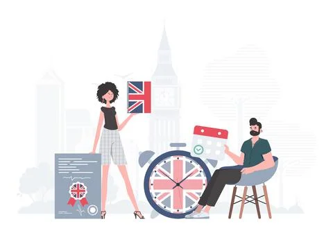 English language team. The concept of learning English. trendy style. Vector. Stock Illustration