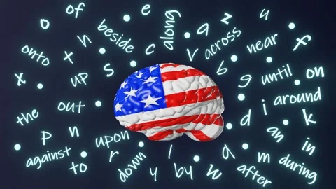 English learning American pronunciation Foreign language USA Online school Brain Stock Footage 246729907